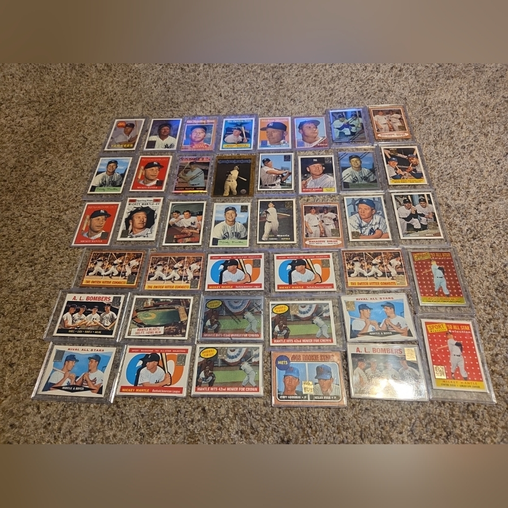Lot Of 41 Topps Mickey Mantle Commemorative Reprint Baseball Sports Cards NM-Mt
